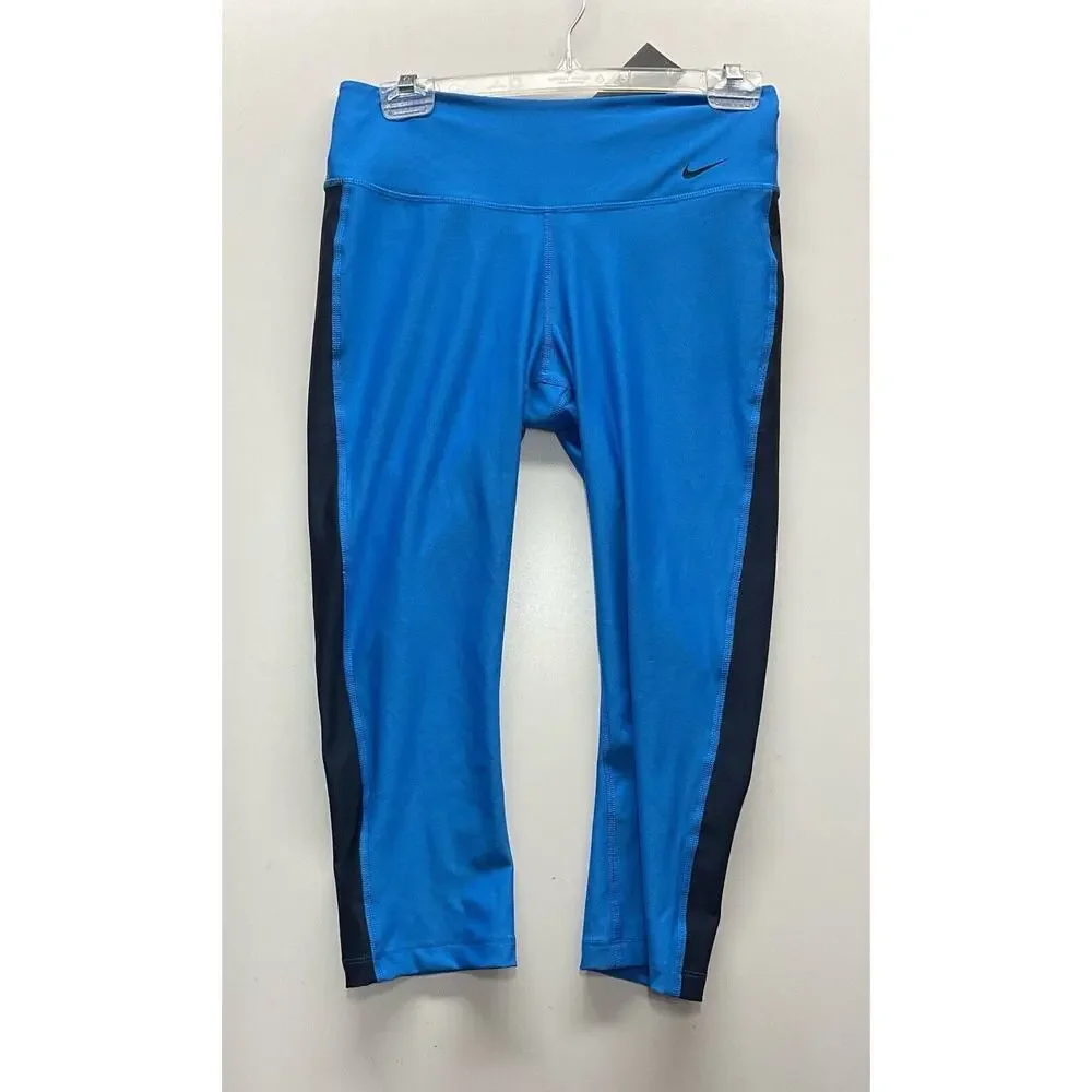 Nike Dri Fit Training Tight Fit Woman’s Size Small Blue Leggings With Stripe New